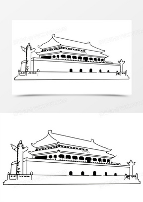 华表剪影图片素材