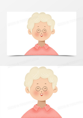 老奶奶手绘头像免抠元素