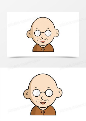 手绘卡通老人头像素材