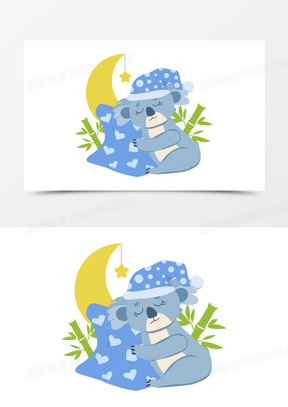 卡通手绘睡觉的树袋熊矢量元素