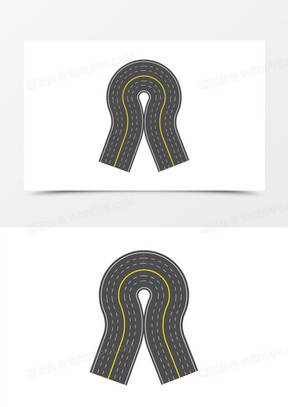 创意矢量手绘弯道马路素材110卡通手绘小朋友上学路上过马路免抠素材