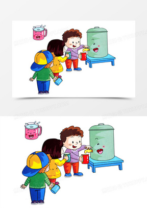 排队去玩耍的小朋友6686新冠疫情防护消毒标贴卡通可爱图形温暖色系