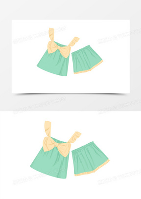 卡通手绘吊带蝴蝶结花边睡衣