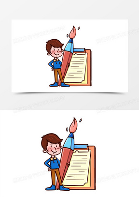 卡通学习知识点的男孩免抠元素