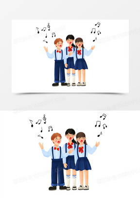 卡通手绘儿童合唱比赛场景