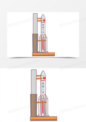手绘卡通嫦娥5号准备发射免抠素材