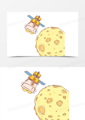 手绘卡通嫦娥五号月轨无人交会对接场景素材