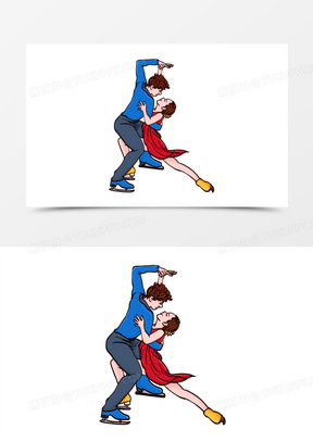 花样滑冰卡通双人图片