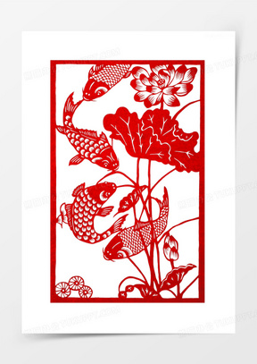 荷花剪纸图片素材