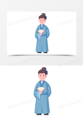 卡通手绘古代男性青年人物形象元素