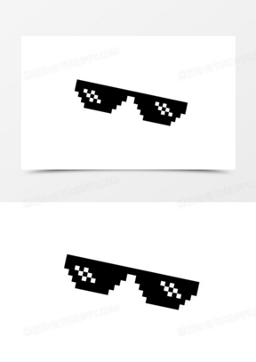 手绘矢量像素化墨镜素材