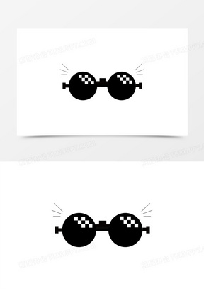 马赛克手绘格子像素眼镜装饰素材