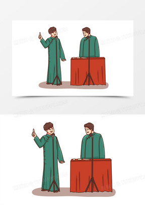 卡通手绘说相声舞台表现场景素材