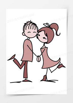 卡通手绘情侣小人