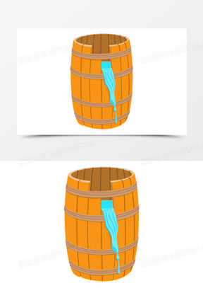 手繪卡通原木木桶效應免摳素材