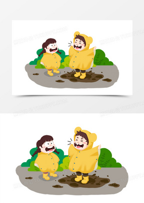 手绘儿童泥坑玩闹免抠素材