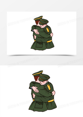 军人漫画抱着图片