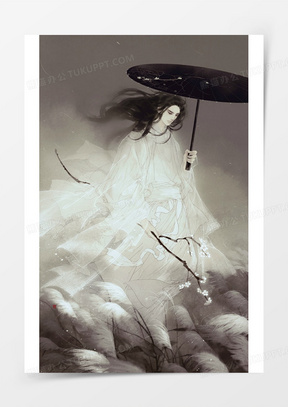 手绘中国风白衣男子20花朵白衣嫦娥图片30月下树上白衣美女古风手绘50