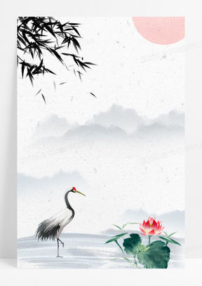 手绘仙鹤梅花背景102国潮鎏金山水仙鹤中国风背景655中国风仙鹤200