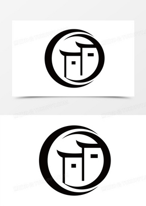 黑白古风民宿logo素材