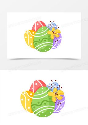卡通手绘五彩彩蛋免抠素材
