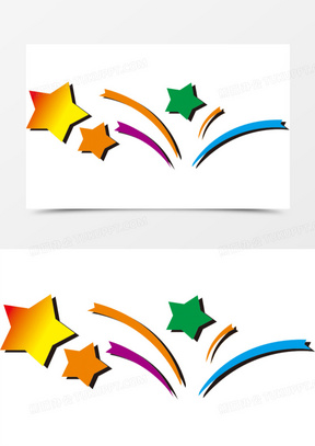 手绘黄绿色星星彩条