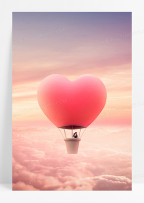 爱心热气球图片素材