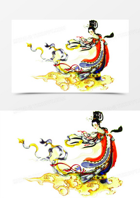 嫦娥仙子20橙色蝴蝶花仙子古风手绘60精灵花仙子插画png素材554女人花