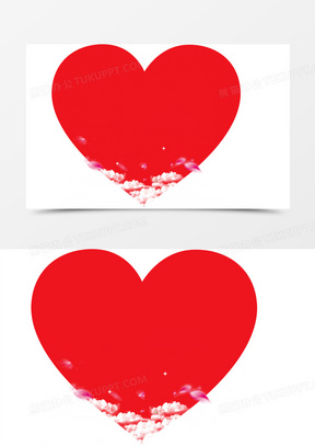 红色心形云朵图案