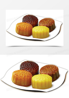四种颜色不同的月饼