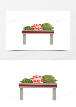 卡通手绘蔬菜摊免抠素材