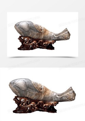 锦鲤鱼型灵璧石摆件免抠图片