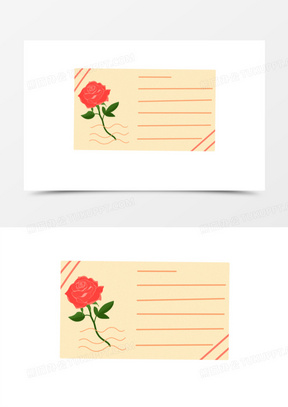 卡通手绘玫瑰情书信纸素材