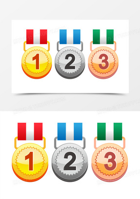 手绘卡通金银铜奖牌元素