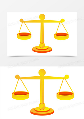 手绘卡通托盘天平秤元素