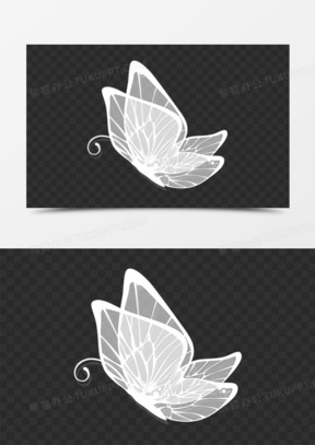 白色透明蝴蝶手绘七夕情人节