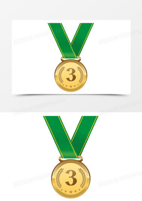 手绘卡通排名第三名奖牌颁奖免抠元素