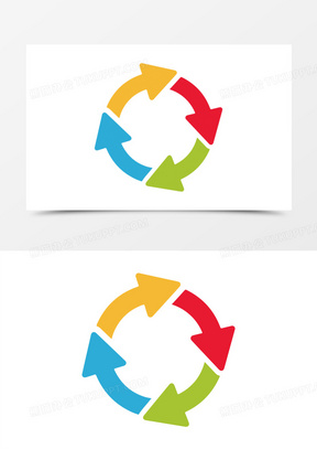 彩色闭环箭头图标元素