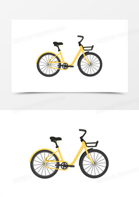 卡通手绘黄色共享单车免抠元素