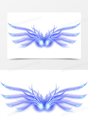 蓝色展开羽翼光线光效海报背景