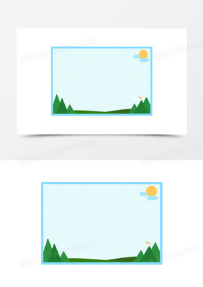 绿色长方形森林边框元素