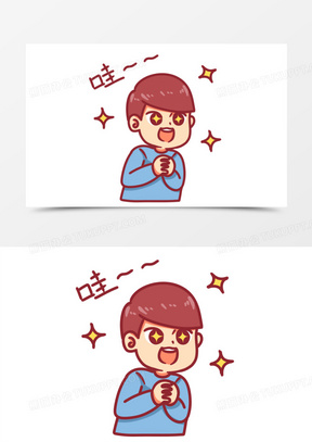 卡通手绘星星眼表情期待羡慕素材
