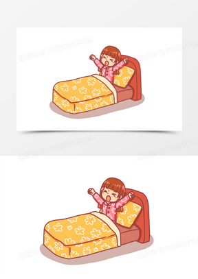 卡通手绘早起伸懒腰表情素材