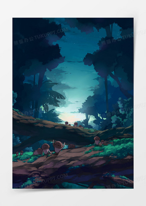 卡通寂静森林海报背景