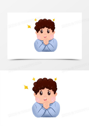 卡通手绘羡慕表情元素