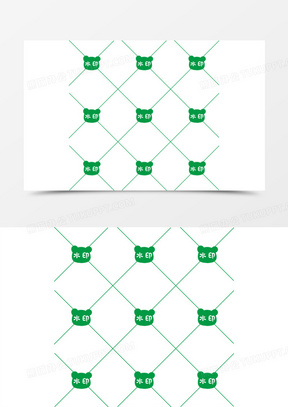 绿色卡通小熊水印装饰元素