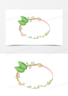 小清新绿叶花朵手绘风春天边框