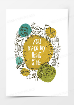 手绘小鸟色块封面