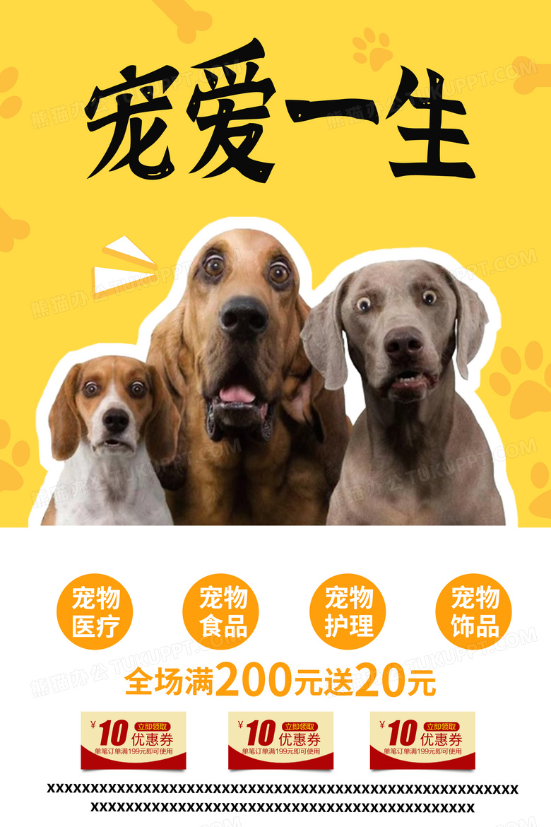 宠爱一生 创意宠物美容店宣传海报