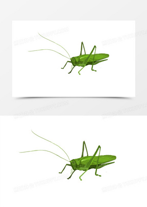 手绘卡通绿色蚂蚱免抠元素